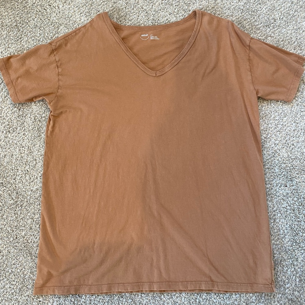 NWOT Aerie Distressed Basic V-Neck Boyfriend T-Shirt